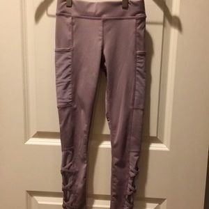 R•A•G Girl’s detail Leggings crisscross lattice side pockets mauve color size S